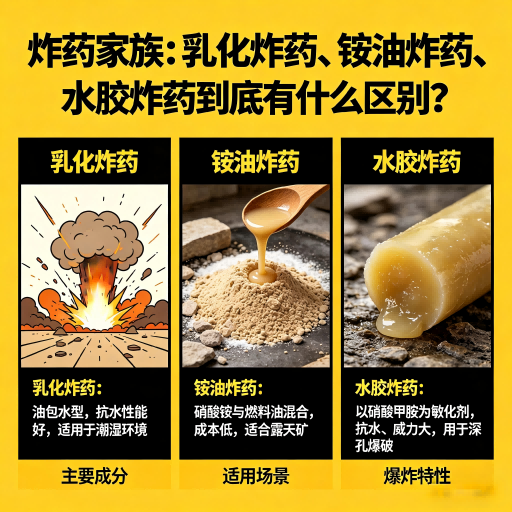 杭锦后炸药家族：乳化炸药、铵油炸药、水胶炸药到底有什么区别？
